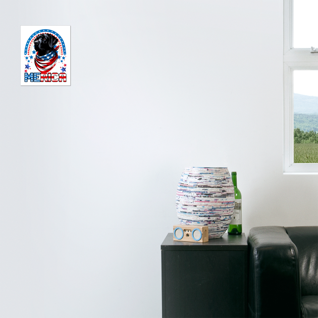 USA 4th Of July Black Patriotic American Lab by JessArty